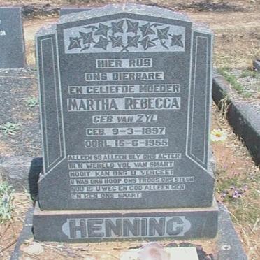 HENNING Martha Rebecca nee VAN ZYL 1897-1955