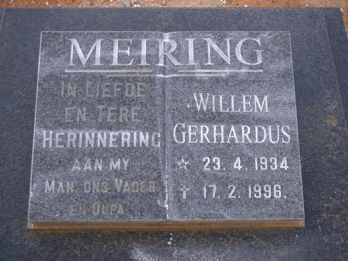 MEIRING Willem Gerhardus 1934-1996