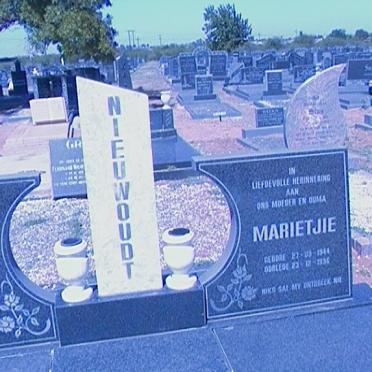 NIEUWOUDT Tielman 1944- &amp; Marietjie 1944-1996