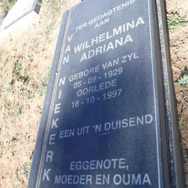 NIEKERK Wilhelmina Adriana, van nee VAN ZYL 1929-1997