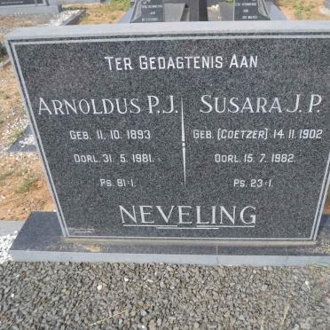 NEVELING Arnoldus P.J. 1893-1981 &amp; Susara J.P. COETZER 1902-1982