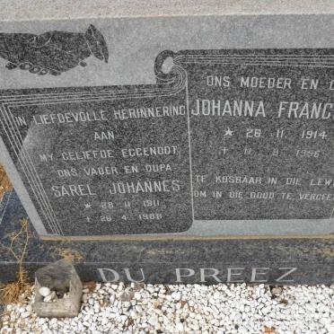 PREEZ Sarel Johannes, du 1911-1988 &amp; Johanna Francina 1914-1996