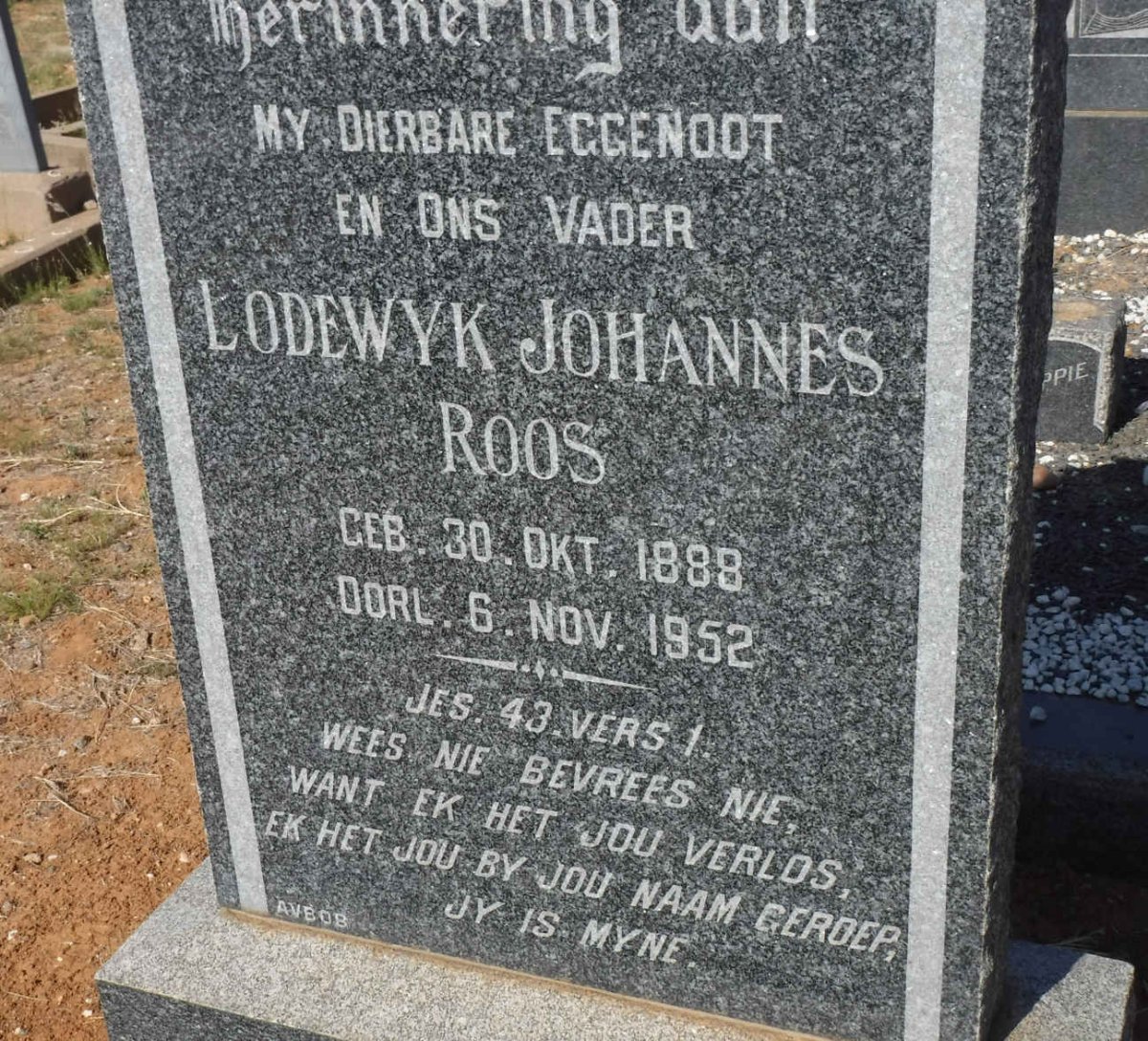 ROOS Lodewyk Johannes 1888-1952