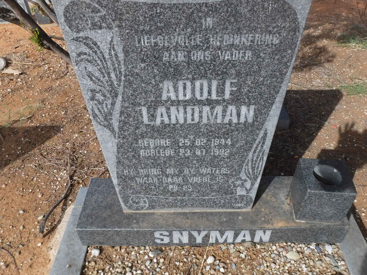 SNYMAN Adolf Landman 1944-1992
