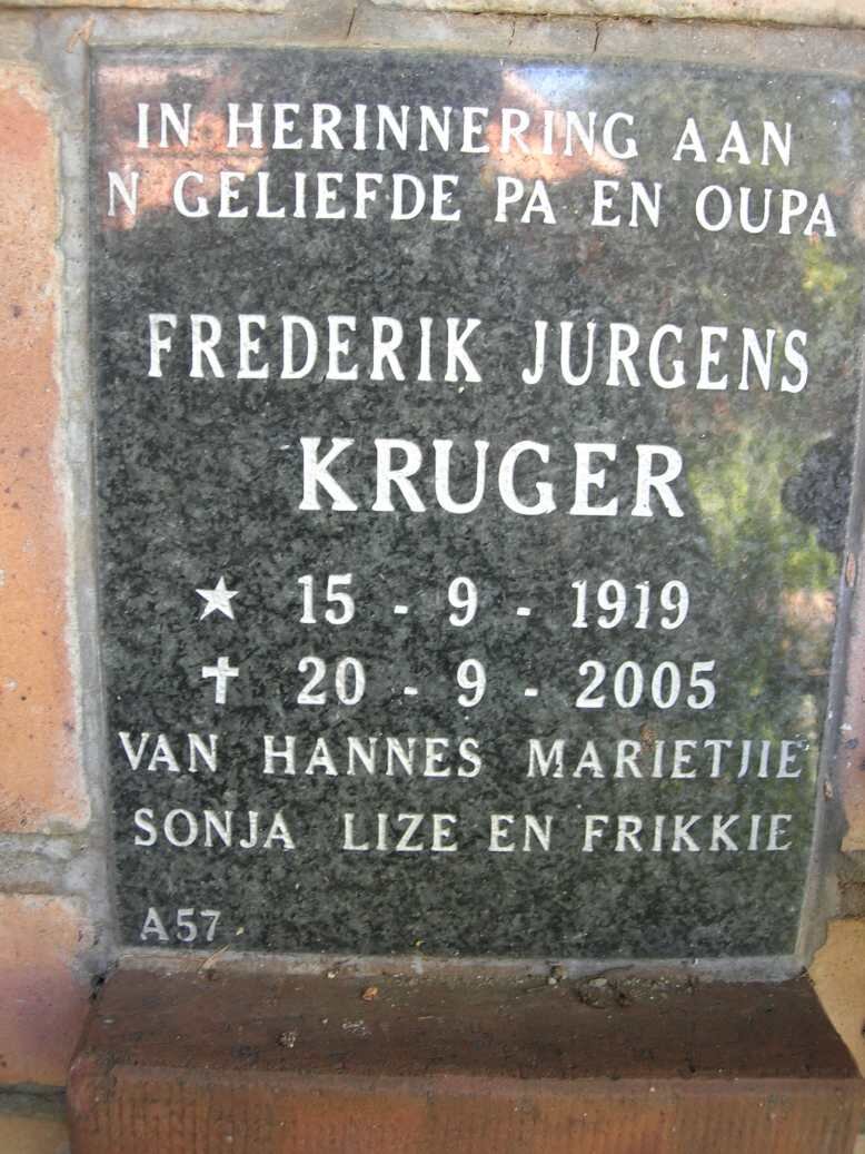 KRUGER Frederik Jurgens 1919-2005