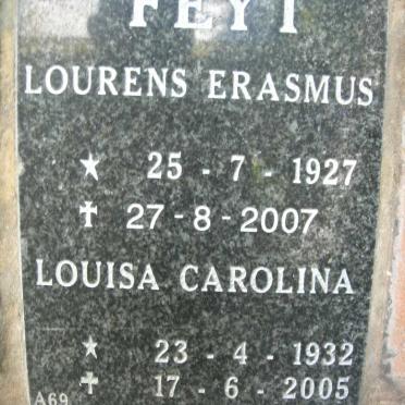 FEYT Lourens Erasmus 1927-2007 &amp; Louisa Carolina 1932-2005