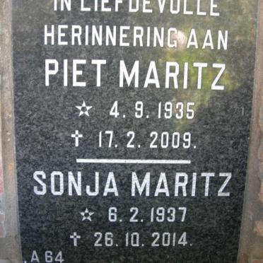 MARITZ Piet 1935-2009 &amp; Sonja 1937-2014