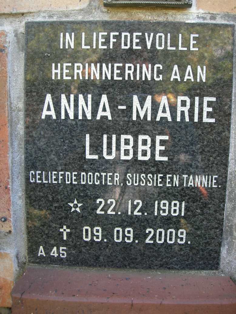 LUBBE Anna-Marie 1981-2009