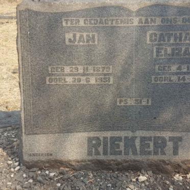 RIEKERT Jan 1879-1951 &amp; Catharina Elizabeth 1885-1951