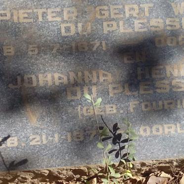 PLESSIS Pieter Gert Wessel, du 1871-1918 &amp; Johanna Hendriena FOURIE 187?-19??
