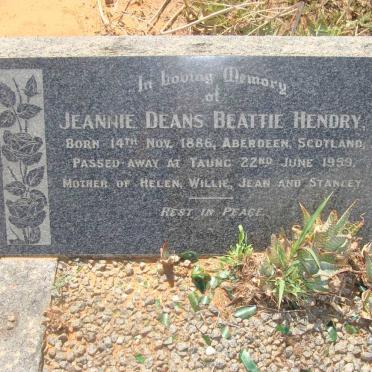 HENDRY Jeannie Deans Beattie 1886-1959