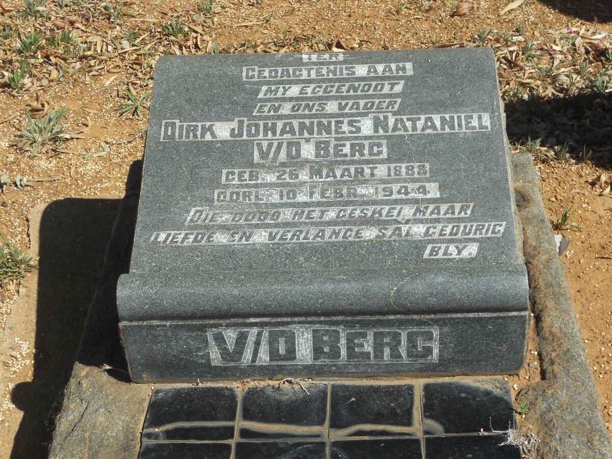 BERG Dirk Johannes Nataniel, v.d. 1888-1944