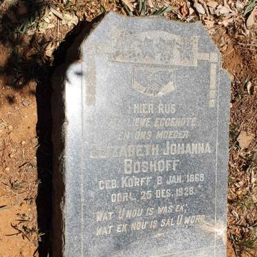 BOSHOFF Elizabeth Johanna nee KORFF 1868-1928