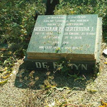 BRUYN Christiaan M., de 1908-1968 &amp; Gertruida J. GRESSE 1905-1978