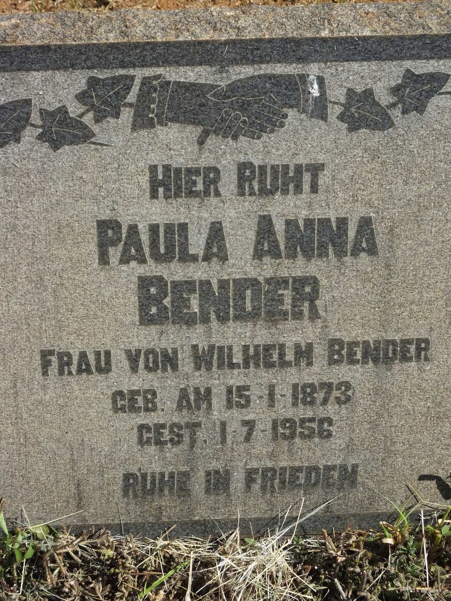 BENDER Paula Anna 1873-1956