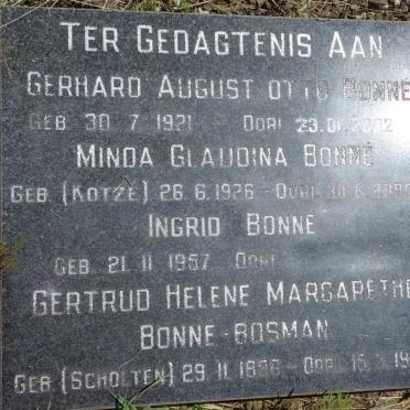 BONNE Gertrude Helene Margarethe, BOSMAN nee SCHOLTEN 1896-19?5