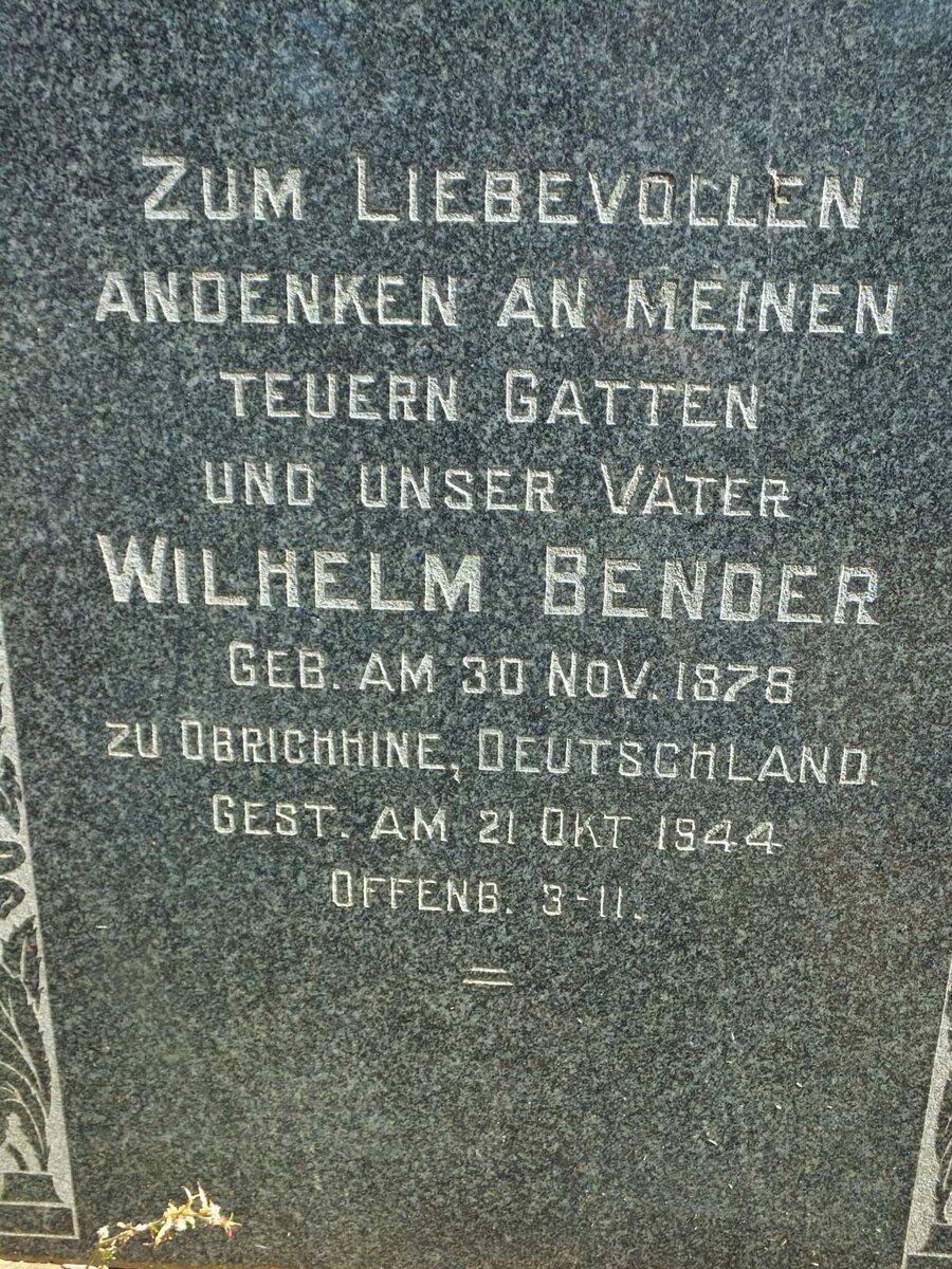 BENDER Wilhelm 1878-1944