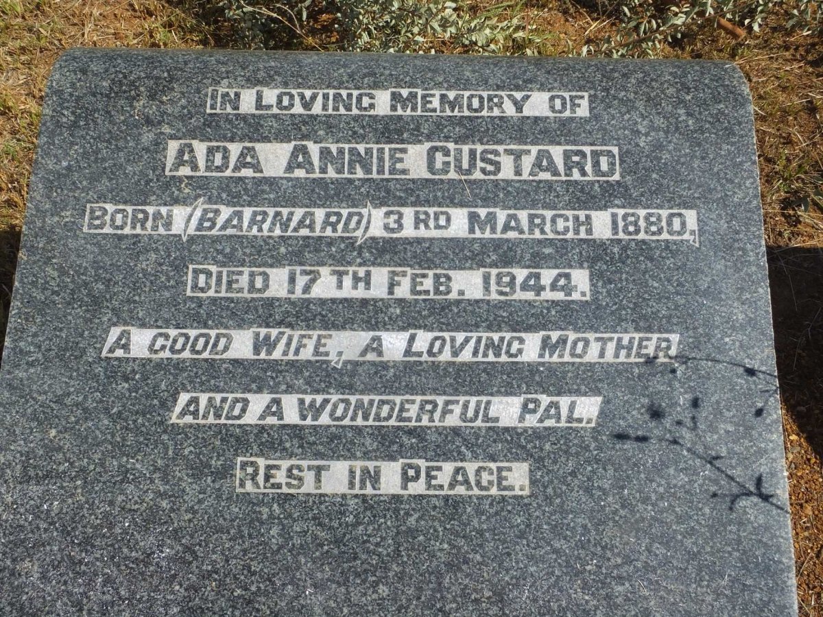 CUSTARD Ada Annie nee BARNARD 1880-1944