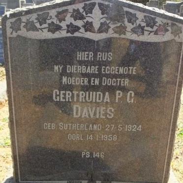 DAVIES Gertruida P.G. nee SUTHERLAND 1924-1958