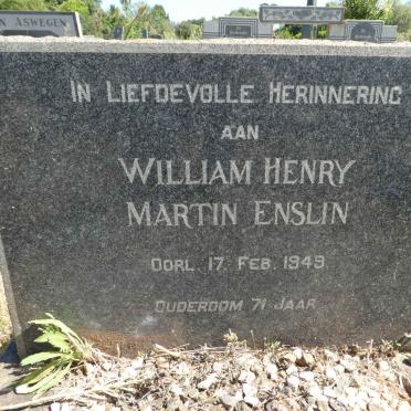 ENSLIN William Henry Martin -1949