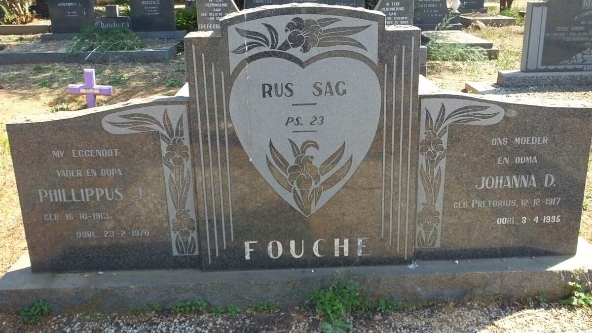 FOUCHE Phillippus J. 1913-1970 &amp; Johanna D. PRETORIUS 1917-1995
