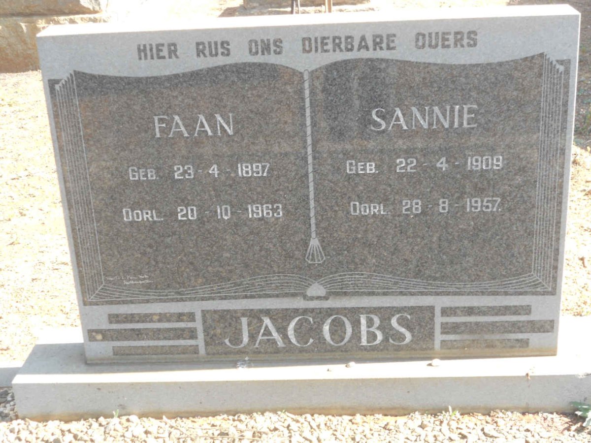 JACOBS Faan 1897-1963 &amp; Sannie 1909-1957