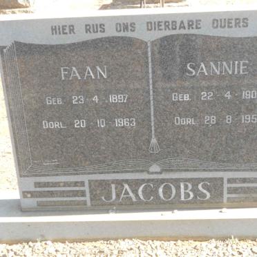 JACOBS Faan 1897-1963 &amp; Sannie 1909-1957