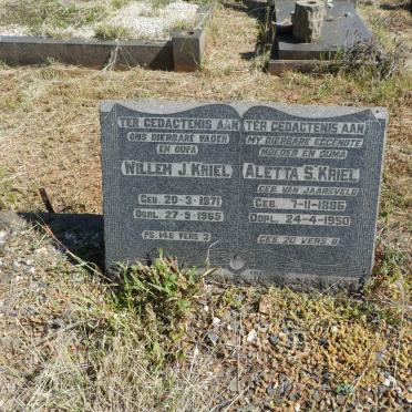 KRIEL Willem J. 1871-1965 &amp; Aletta S. VAN JAARSVELD 1886-1950