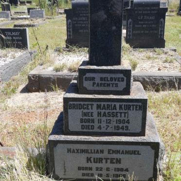 KURTEN Maximillian Emmanuel 1904-1966 &amp; Bridget Maria HASSETT 1904-1949