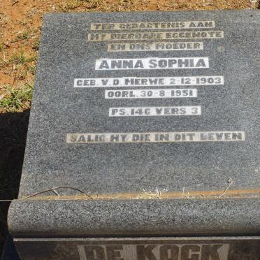 KOCK Anna Sophia, de nee V.D. MERWE 1903-1951