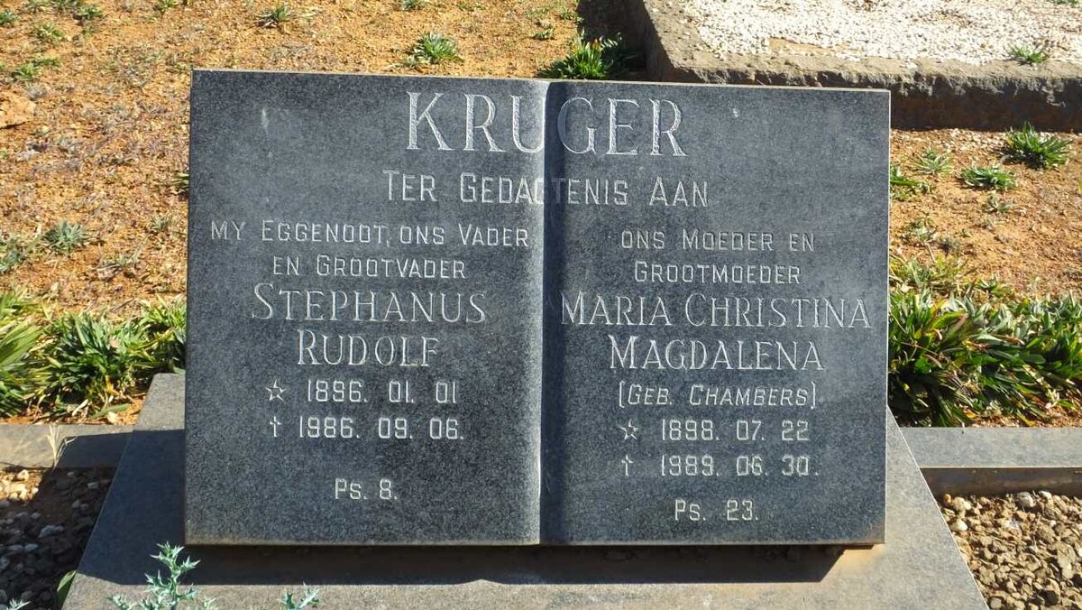 KRUGER Stephanus Rudolf 1896-1986 &amp; Maria Christina Magdalena CHAMBERS 1898-1989