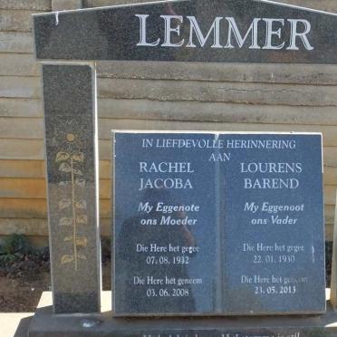 LEMMER Lourens Barend 1930-2013 &amp; Rachel Jacoba 1932-2008