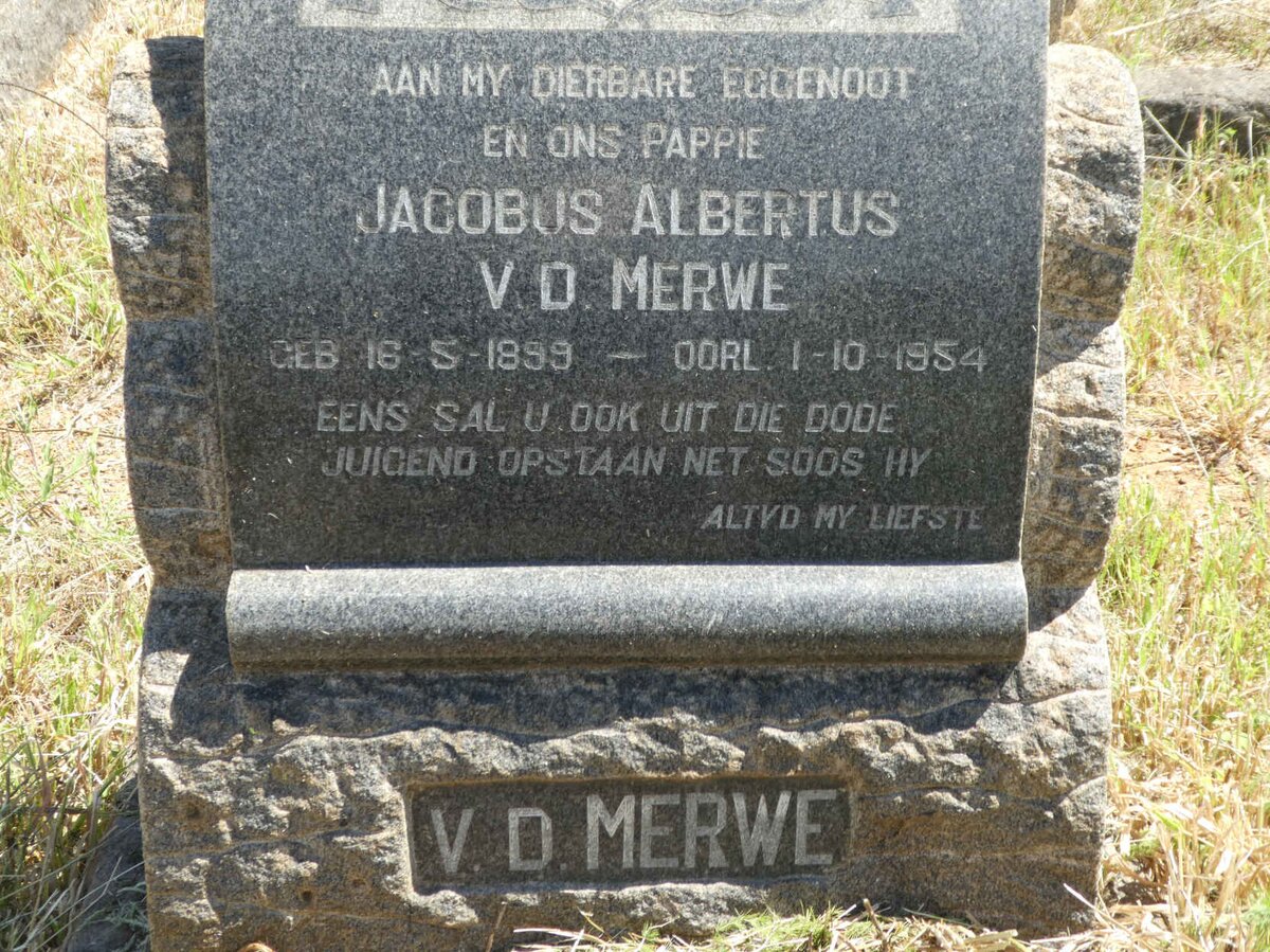 MERWE Jacobus Albertus, v.d. 1899-1954