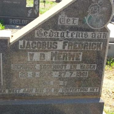 MERWE Jacobus Fredrick, v.d. 1906-1961
