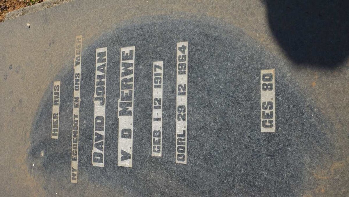 MERWE David Johan, v.d. 1917-1964