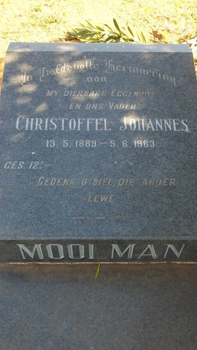 MOOLMAN Christoffel Johannes 1889-1963