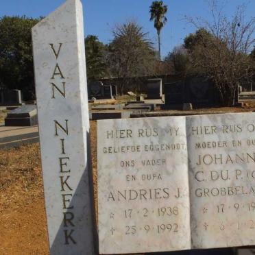 NIEKERK Andries J., van 1938-1992 &amp; Johanna C. du P. GROBBELAAR 1940-2009