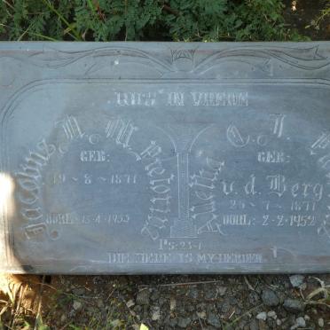 PRETORIUS Jacobus N.M. 1871-1955 &amp; Alletta C.J. V.D. BERG 1871-1952