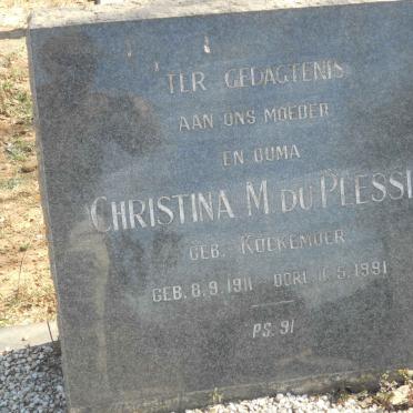 PLESSIS Floris J., du 1907-1968 &amp; Christina M. KOEKEMOER 1911-1991