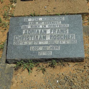 ROSCHER Adriaan Frans Christiaan 1878-1961
