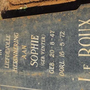 ROUX Sophie, le nee VENTER 1947-1972