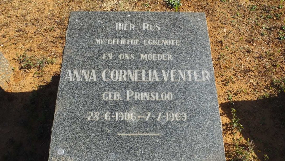 VENTER Anna Cornelia nee PRINSLOO 1906-1969
