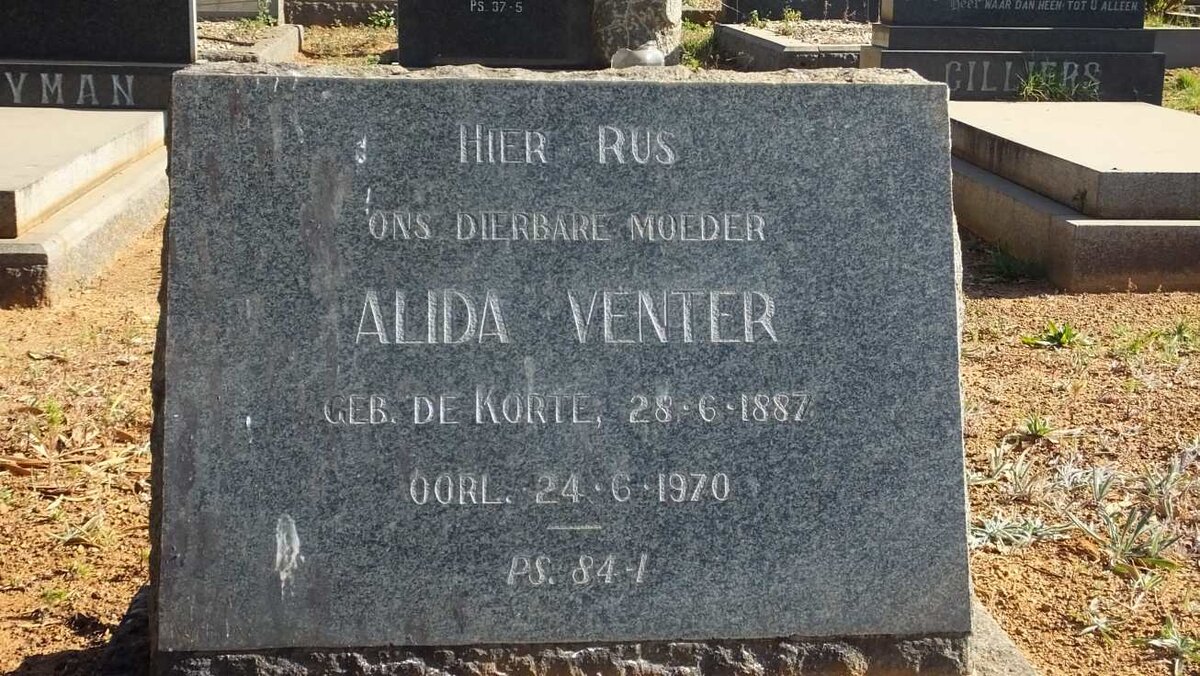 VENTER Alida nee DE KORTE 1887-1970