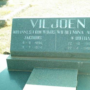 VILJOEN Johannes Lodewikus Jacobus 1896-1974 &amp; Wilhelmina Adriana BOTHA 1904-1981