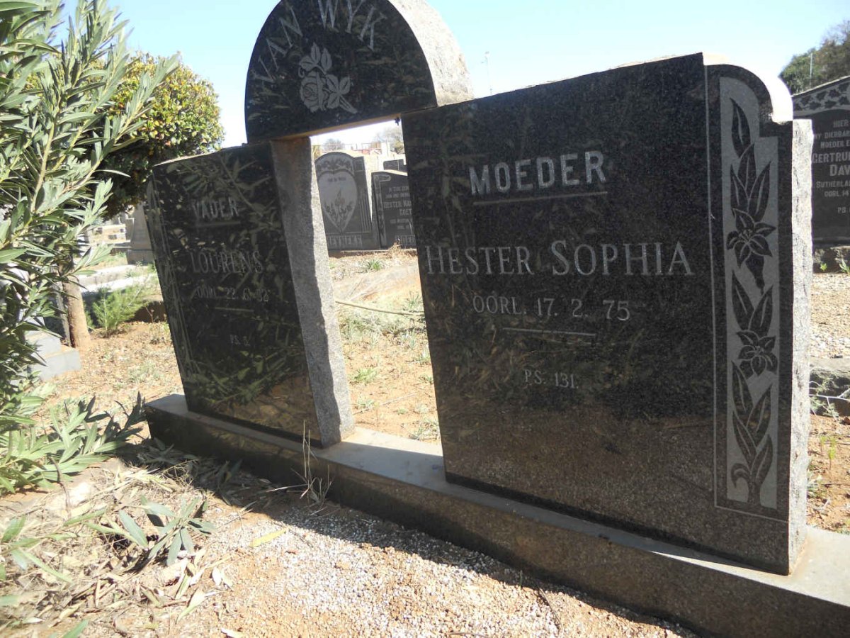 WYK Lourens, van -1952 &amp; Hester Sophia -1975