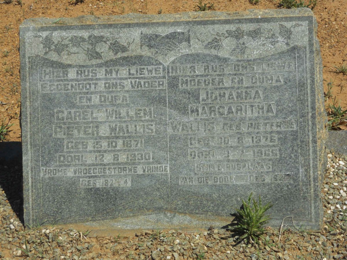 WALLIS Carel Willem Pieter 1871-1930 &amp; Johanna Margaritha PIETERSE 1876-1966