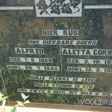 WOOLDRIDGE Alfred 1869-1945 &amp; Aletta Cornelia 1870-1957