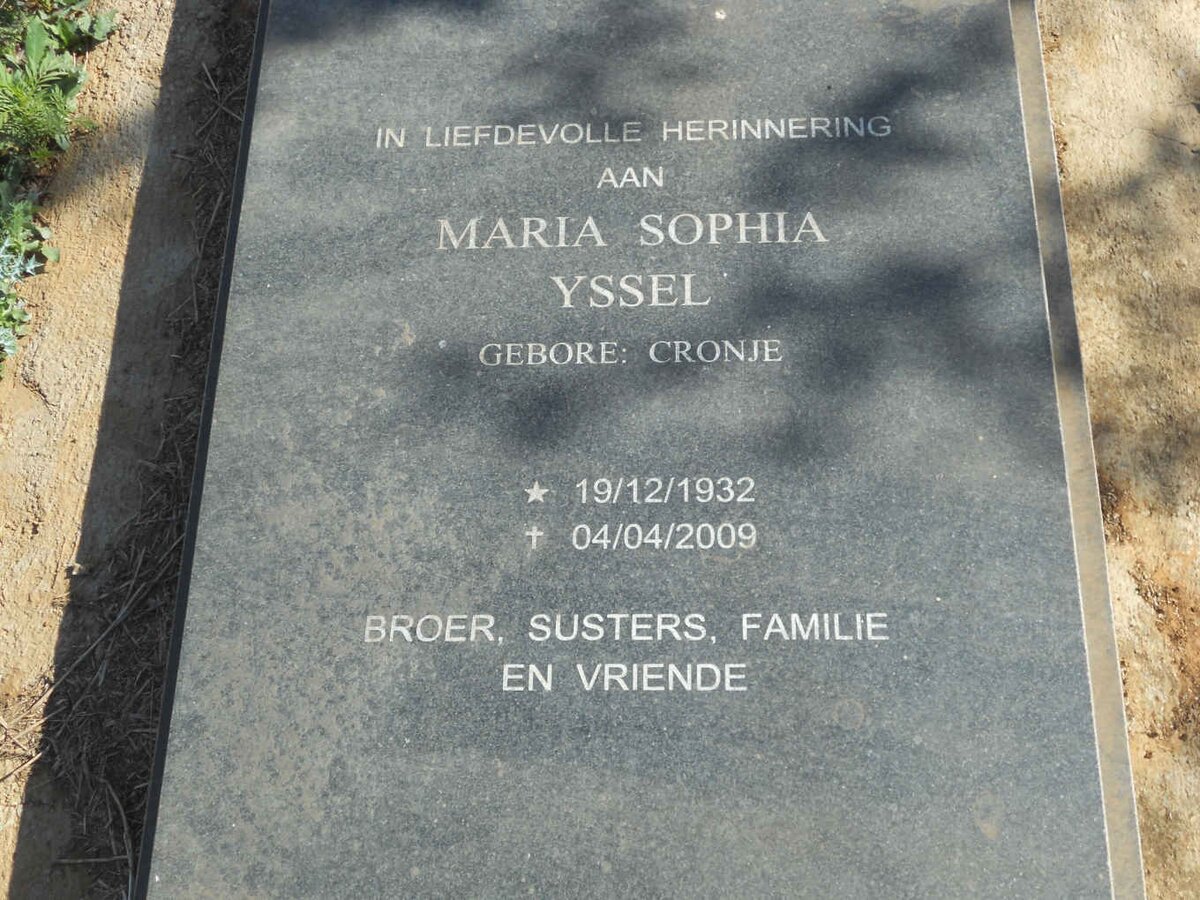 YSSEL Maria Sophia nee CRONJE 1932-2009