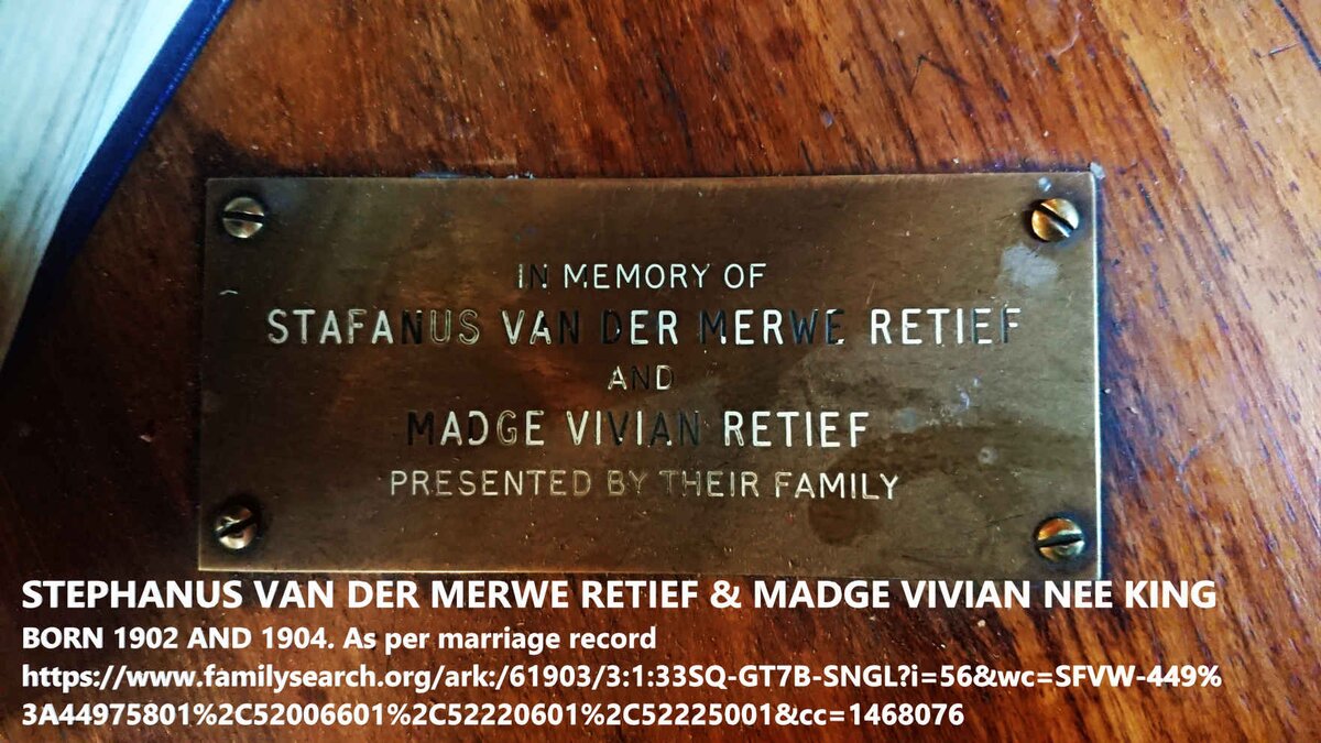RETIEF Stephanus van der Merwe 1902- & Madge Vivian KING 1904-1965_1