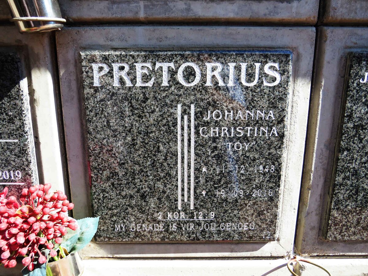PRETORIUS Johanna Christina 1948-2016